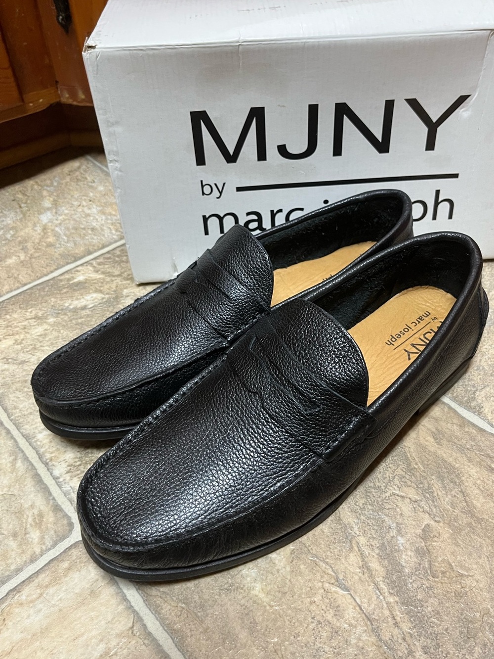 Marc Joseph NY Black Pebbled Grainy Leather Loafers SlipOn Shoes Men’s 10.5